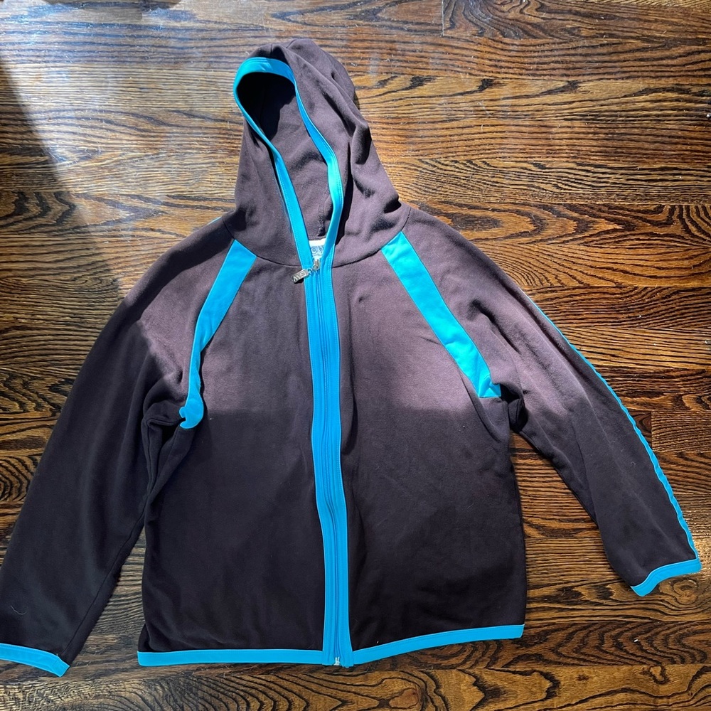 Brown track sweatshirt with light blue strips